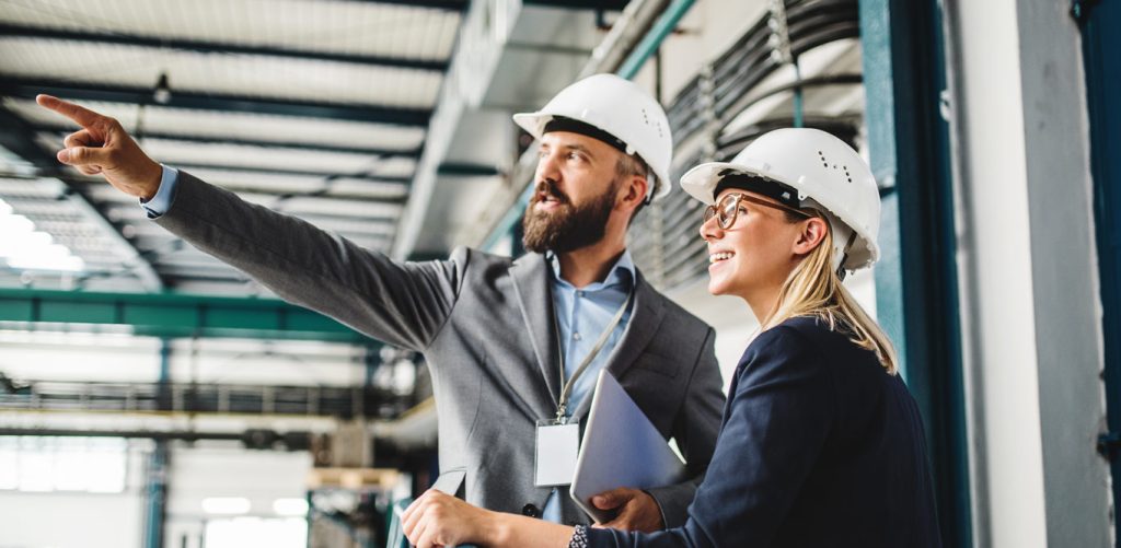 Two engineers working together